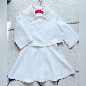 Girl’s white dress set, top suit+dress